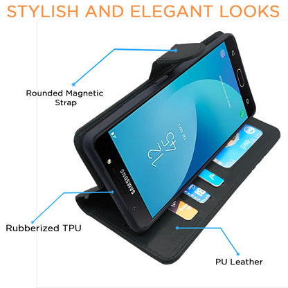 Pikkme Samsung Galaxy J7 Max Flip Cover (Black)