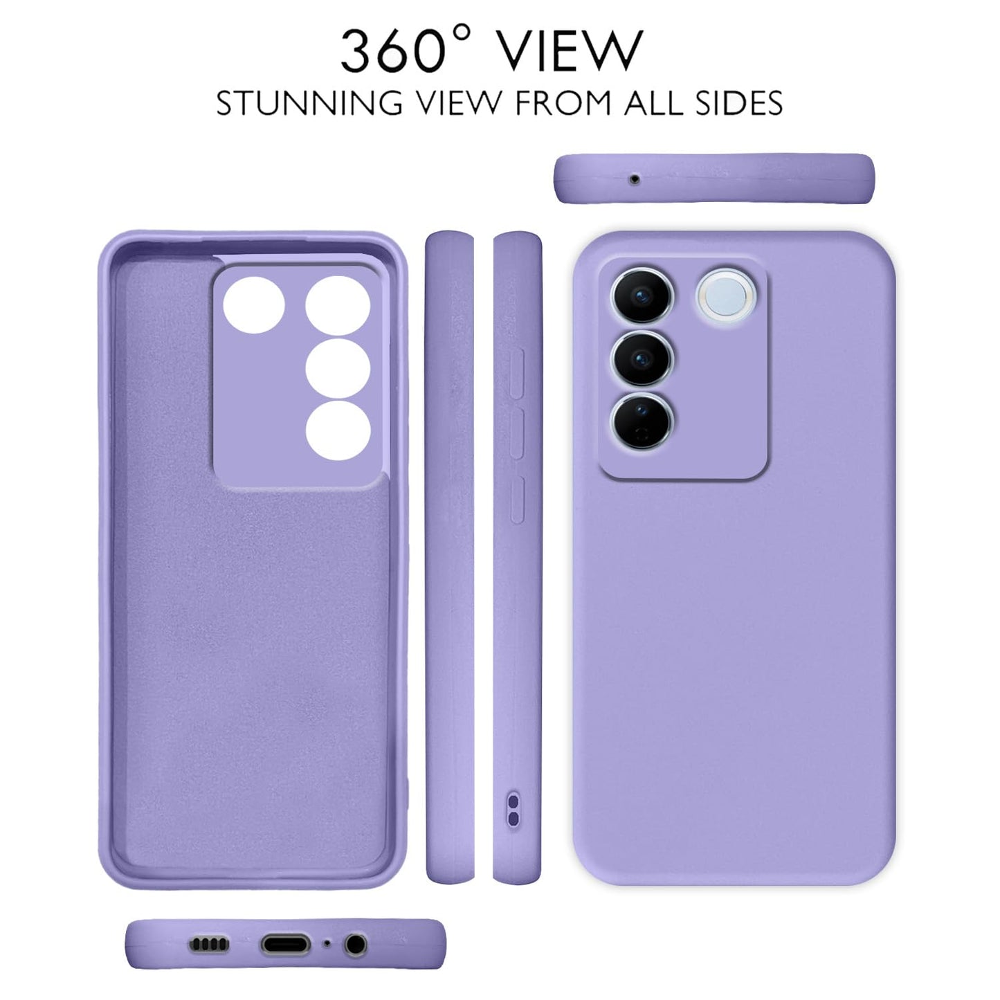 Pikkme Vivo V27 / V27 Pro 5G Soft Silicone Case with Camera Bumper Protection | Purple