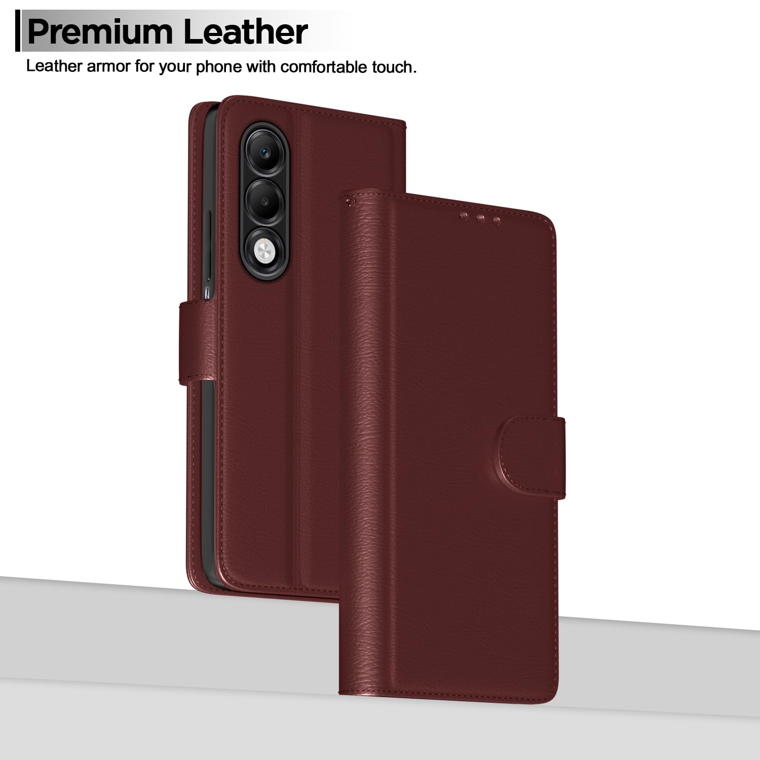 Pikkme Oppo K13x 5G  Premium Leather Finish Vintage Flip Cover (Brown)