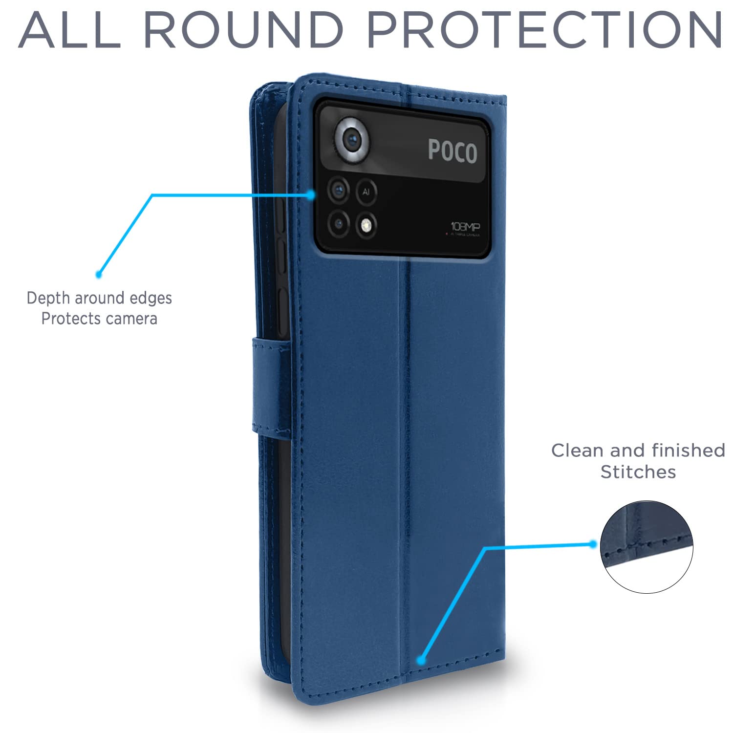 Pikkme Poco X4 Wallet blue mobile flip cover – photo 4