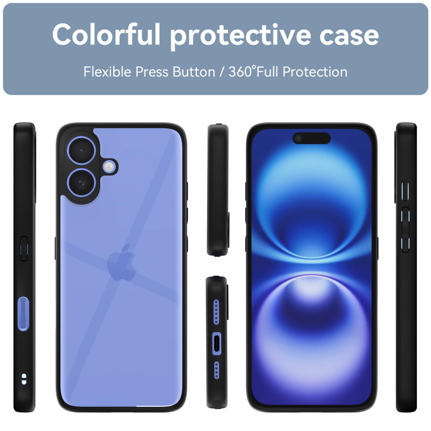 Pikkme iPhone 16 Plus Eagle 2.0 Shockproof Sleek Hybrid Armor Back Cover (Black)