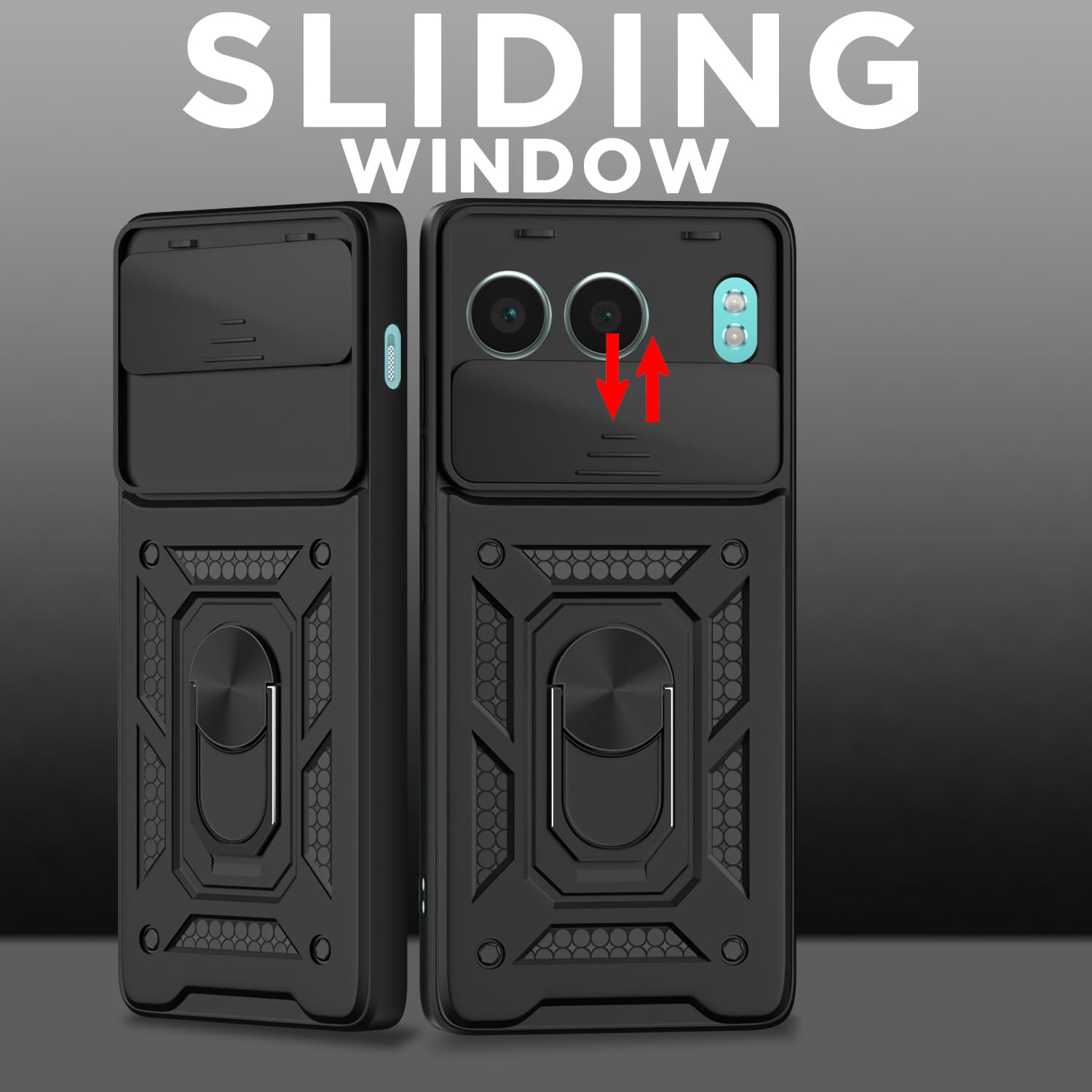 Pikkme OnePlus Nord 4 5G Sliding Camera Shield & Stand D10 Tough Armor Back Cover (Black)