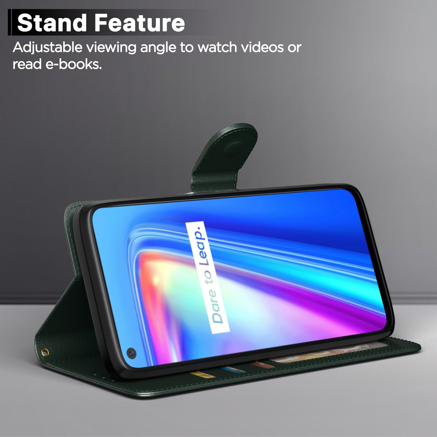 Realme 7/Narzo 30 4G/Narzo 20 Pro Wallet mobile flip cover in green by Pikkme – photo 3