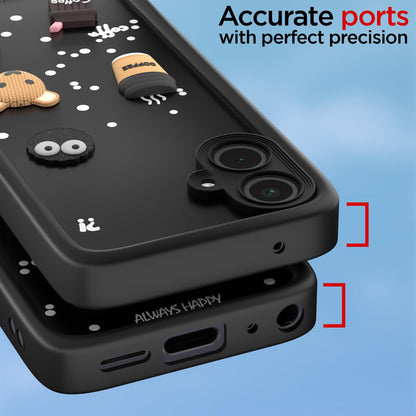 Pikkme Samsung Galaxy M05 / A05 / F05 | Cute Fun Cartoon 3D Bear Coffee Back Cover (Black)