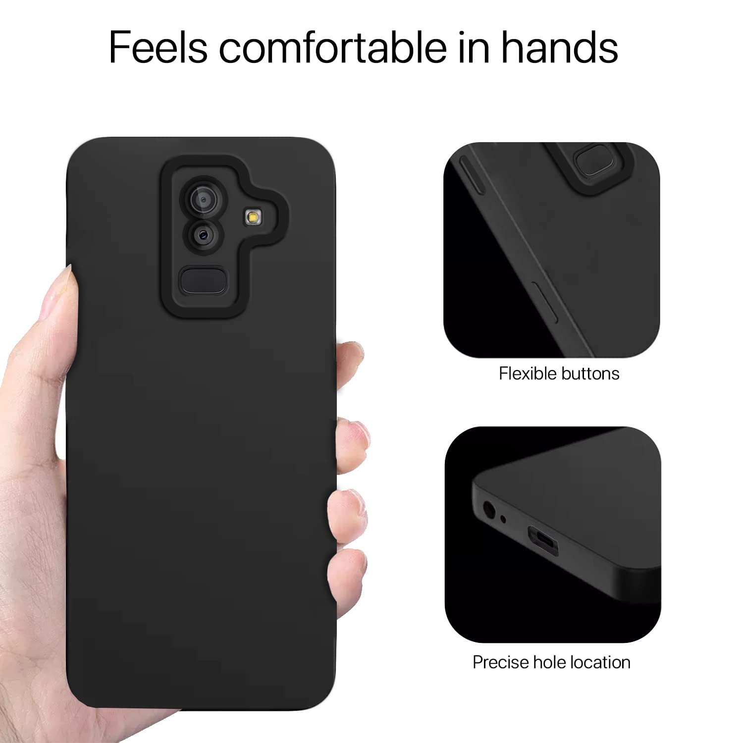 Pikkme Samsung Galaxy J8  Liquid Silicone Cover (Black)
