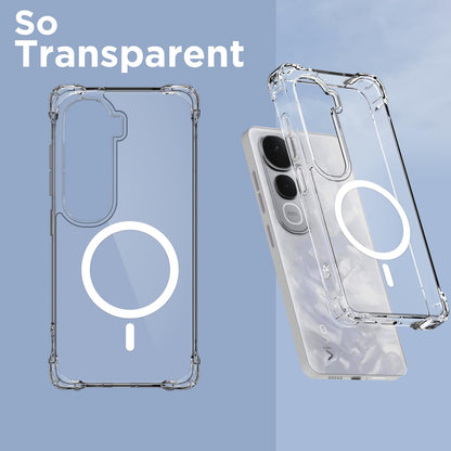 Pikkme Vivo Y400 Pro 5G Mag-Safe Shockproof PC + TPU Back Cover (Transparent)