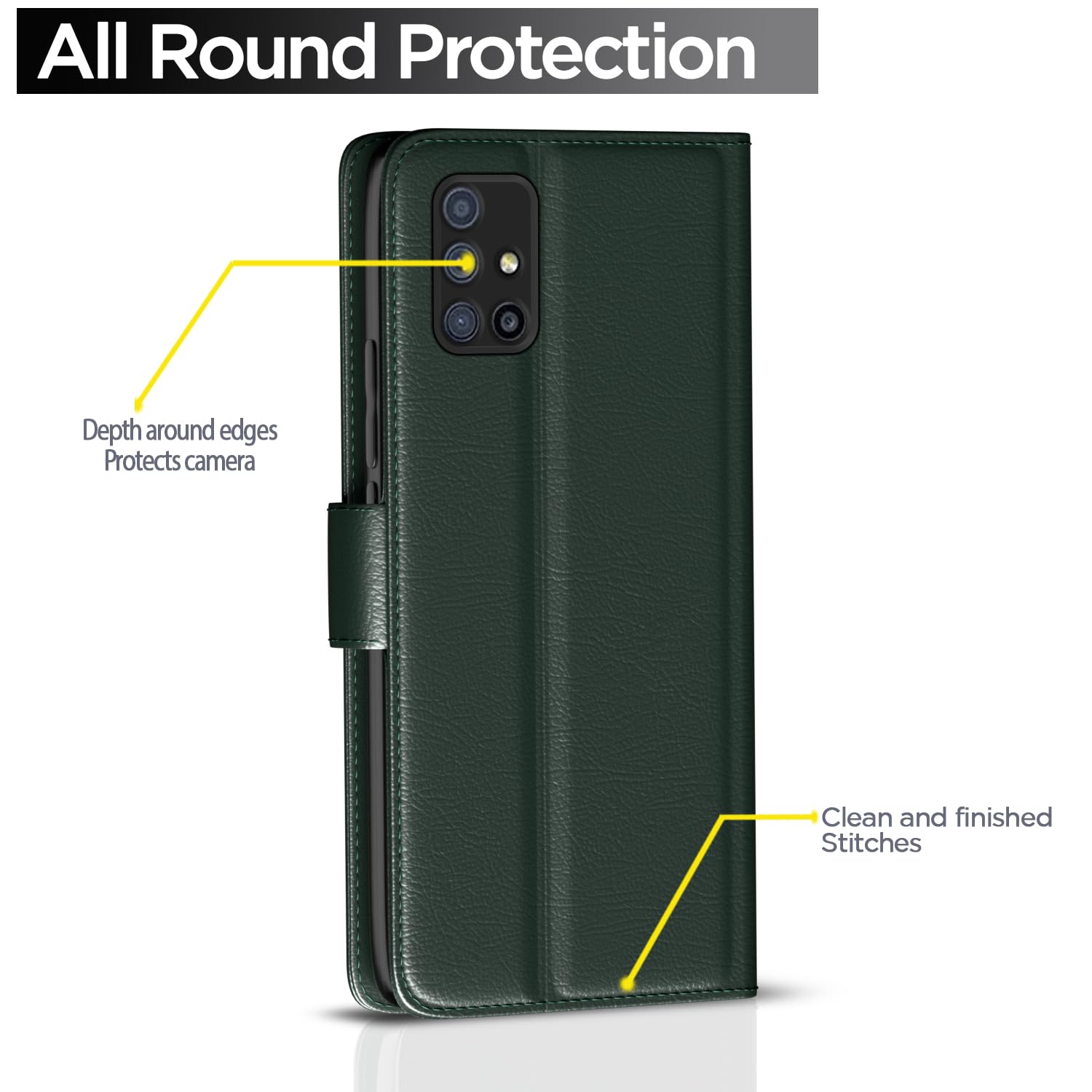 Samsung A71 Wallet flip case in green by Pikkme – photo 4