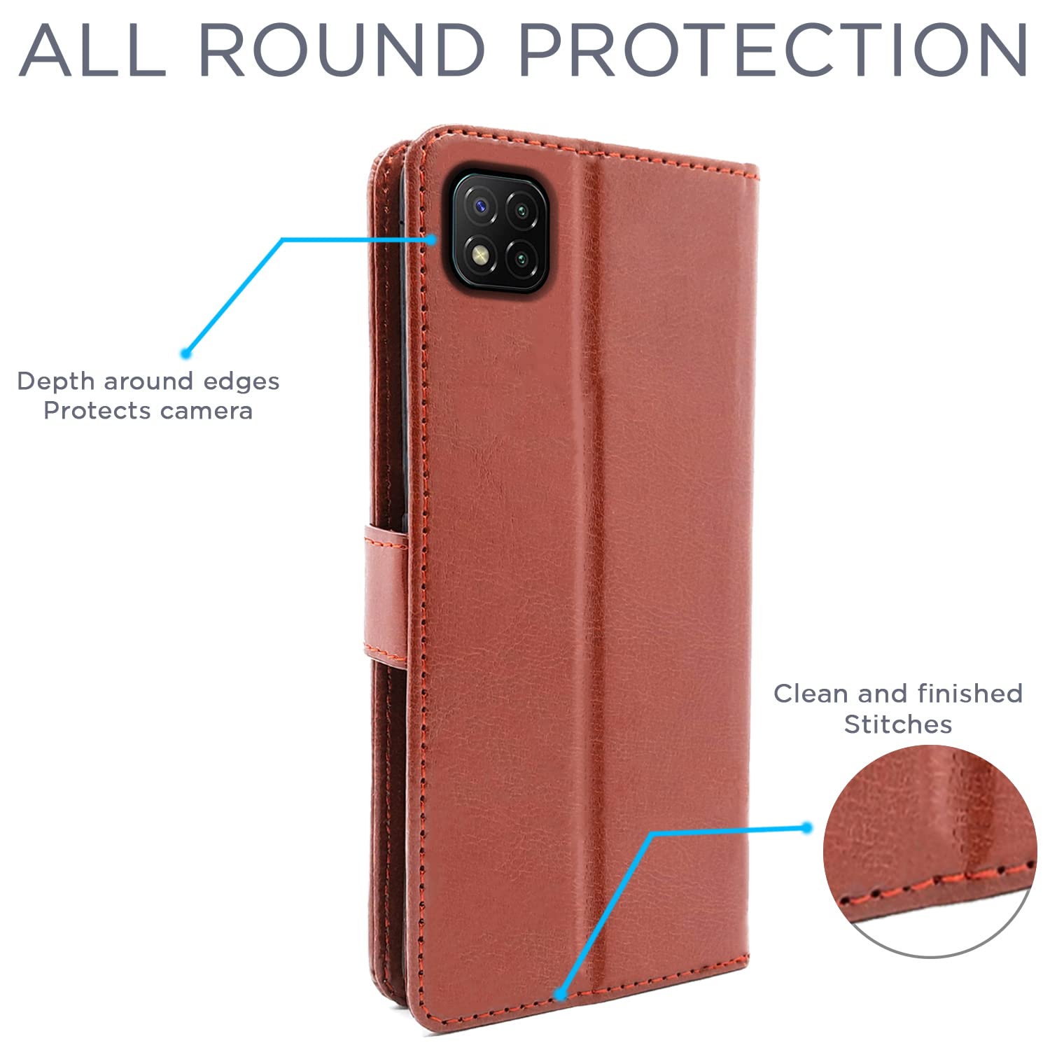 Pikkme Poco C3 Vintage Flip Cover (Brown)