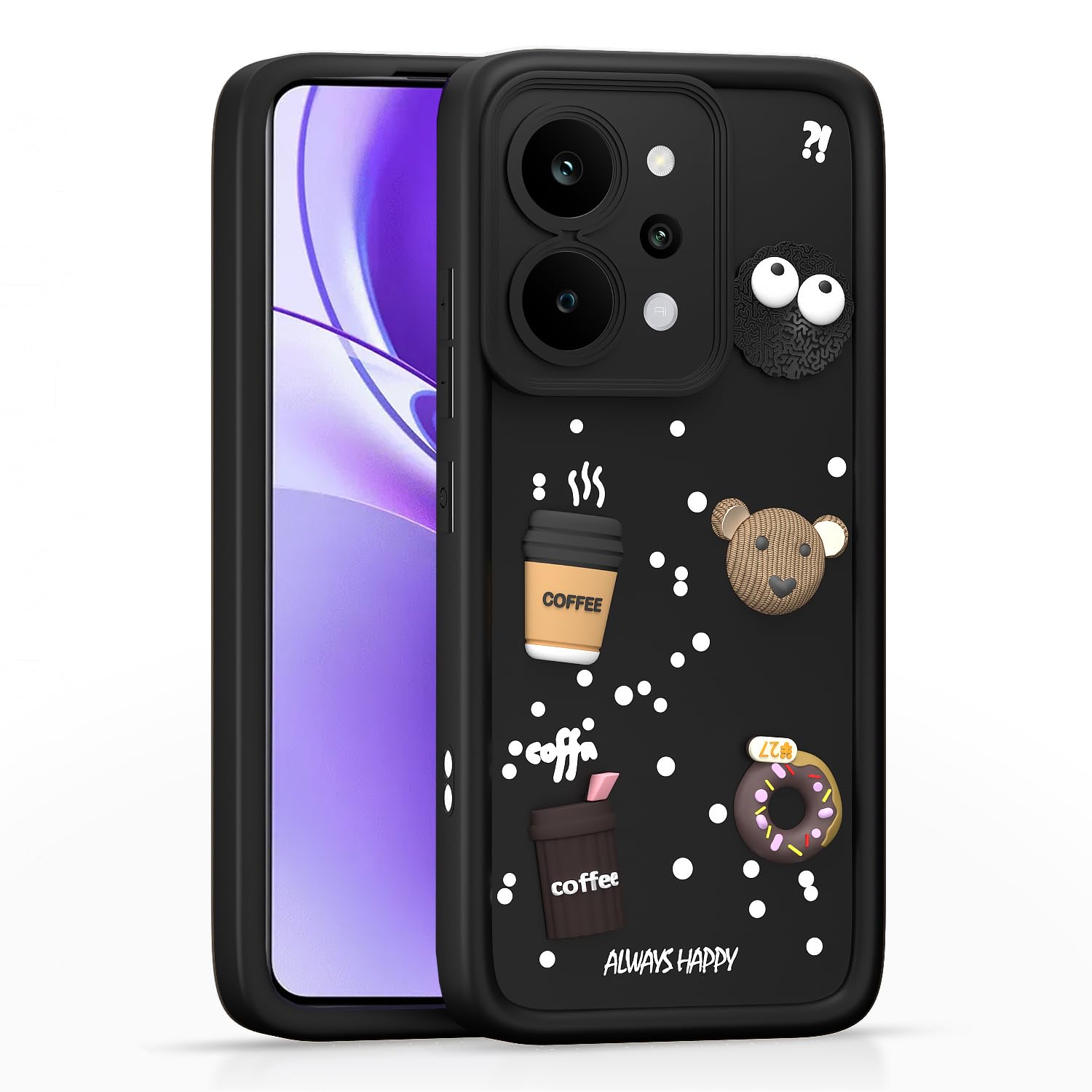 Black mobile back cover for Realme P4 Power 5G/3D – Pikkme