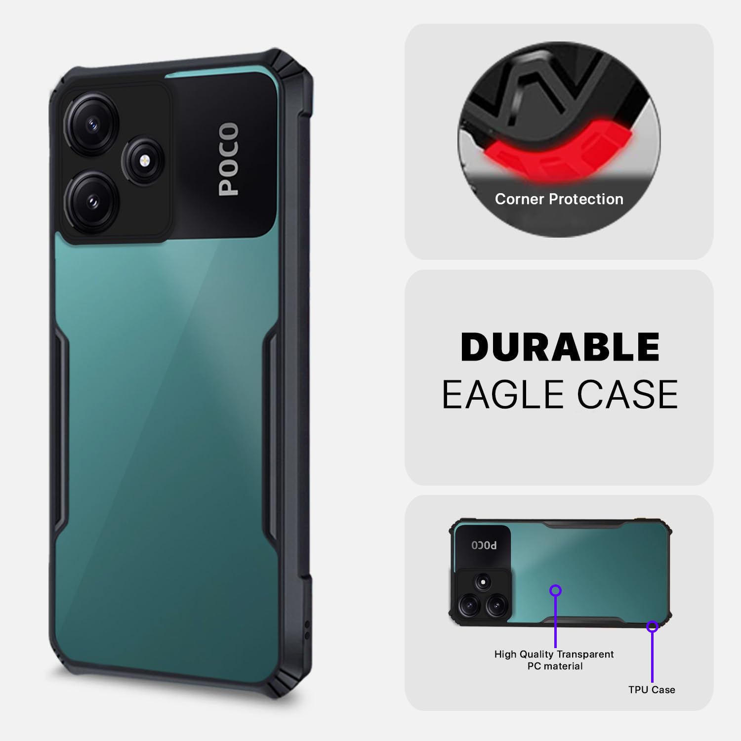 Poco M6 Pro 5G Hybrid back cover in black by Pikkme – photo 5