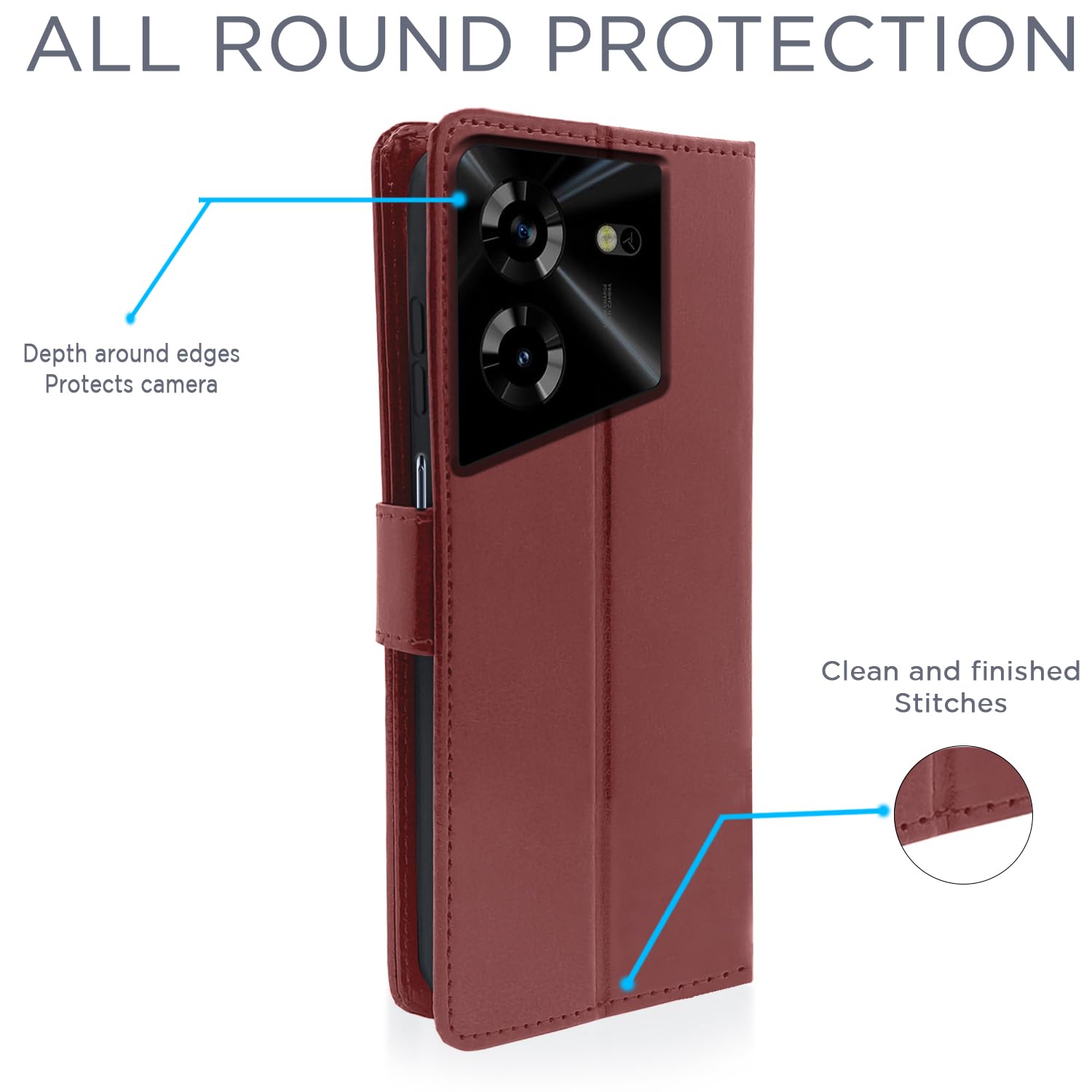 Tecno Pova 5/Pova 5 Pro 5G wallet flip cover in brown by Pikkme – photo 4