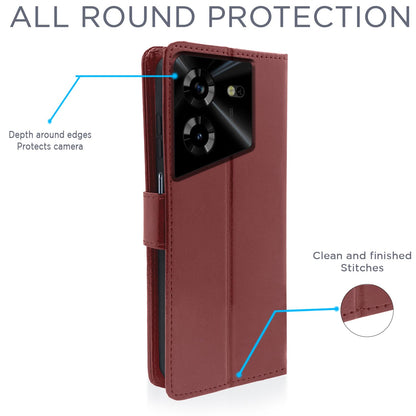 Tecno Pova 5/Pova 5 Pro 5G wallet flip cover in brown by Pikkme – photo 4