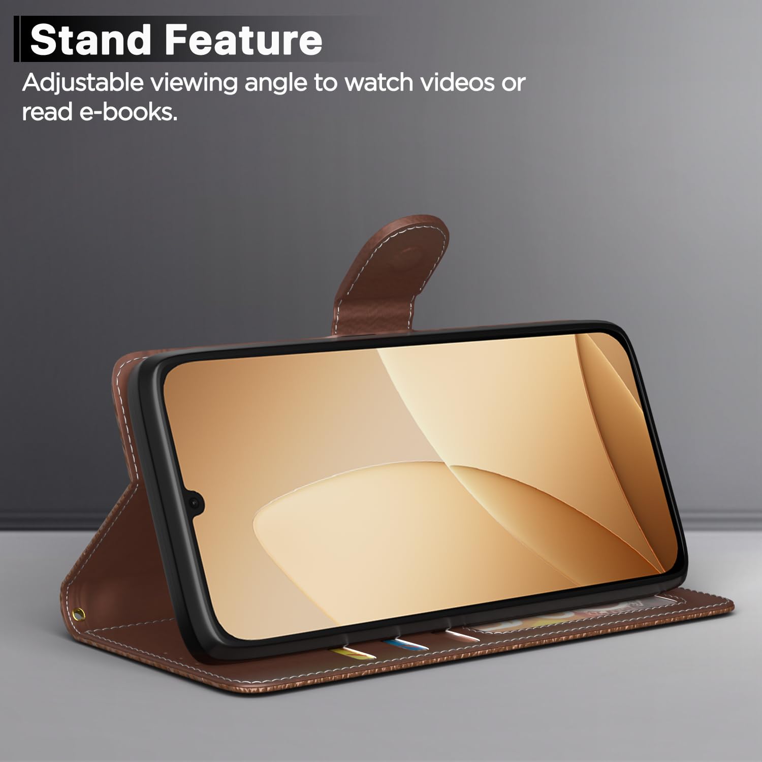Tan Wallet wallet flip cover for Oppo A6c – Pikkme – photo 3