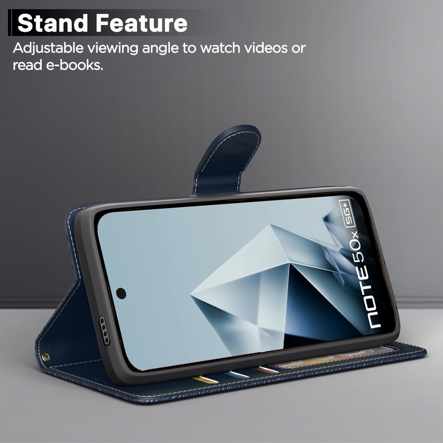 Infinix Note 50x 5G mobile flip cover in blue by Pikkme – photo 3
