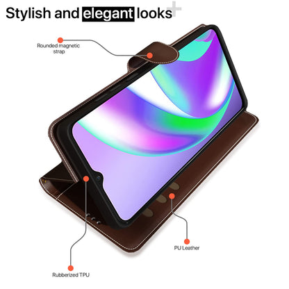 Pikkme brown & coffee Magnetic mobile flip cover for Realme C12/C25/C25s/Narzo 20/Narzo 30A – photo 3