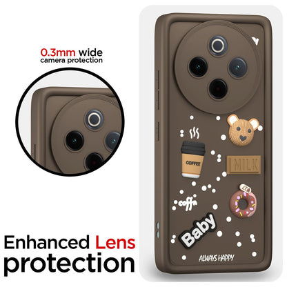 Pikkme Vivo T4 5G / iQoo Z10 5G Cute Fun Cartoon 3D Bear Coffee Back Cover (Brown)