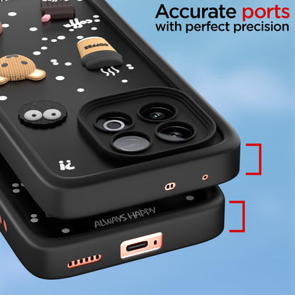 Pikkme iQOO Neo 10 5G / Vivo Y300 GT 5G Cute Fun Cartoon 3D Bear Coffee Back Cover (Black)