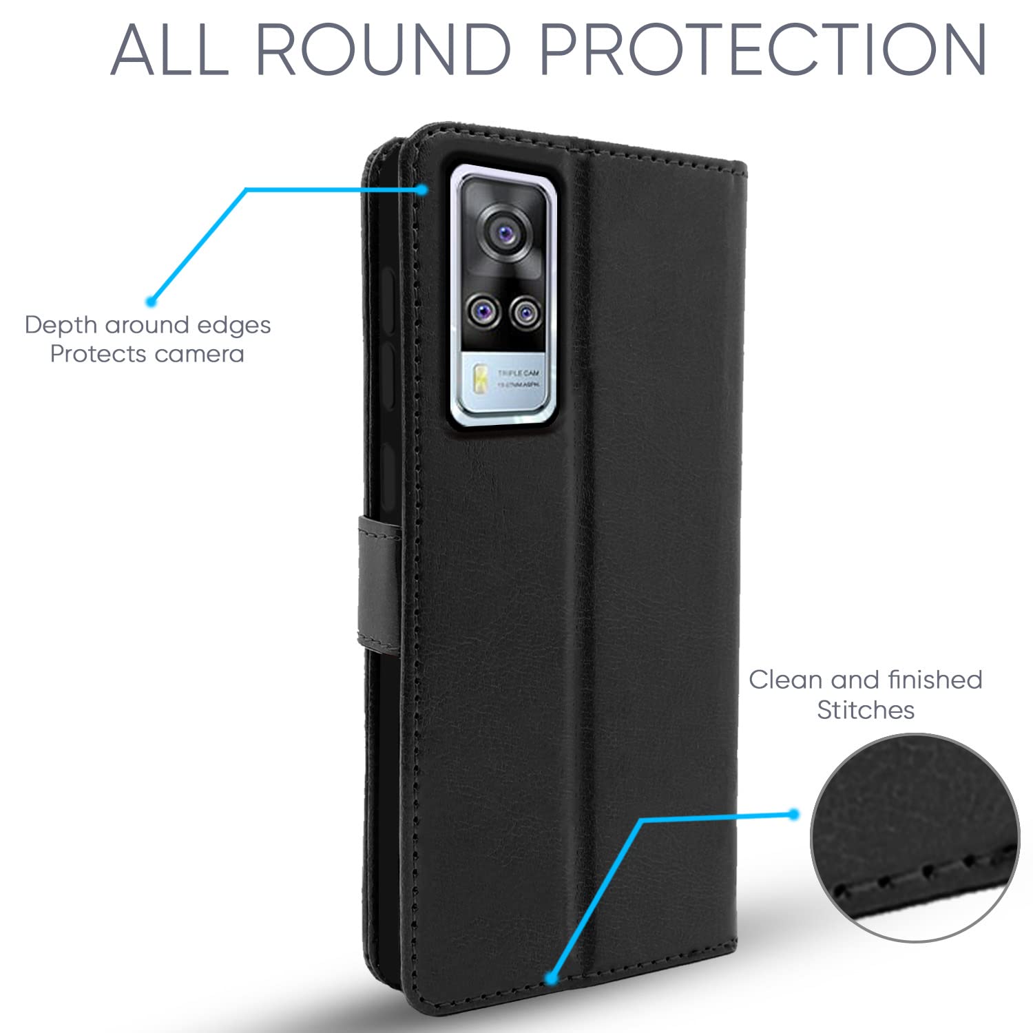 Pikkme Vivo Y31 / Y51   Flip Vintage Flip Cover | Black