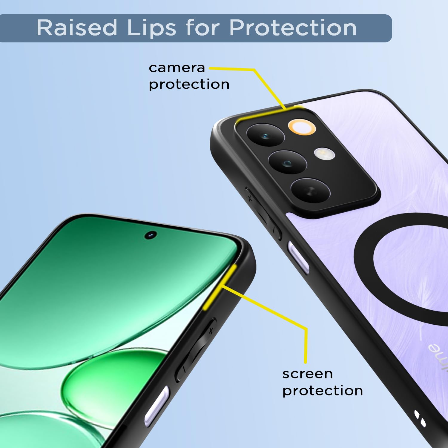 Black mag-safe mobile back cover for Realme Narzo 90X/C85/15X 5G – Pikkme – photo 4