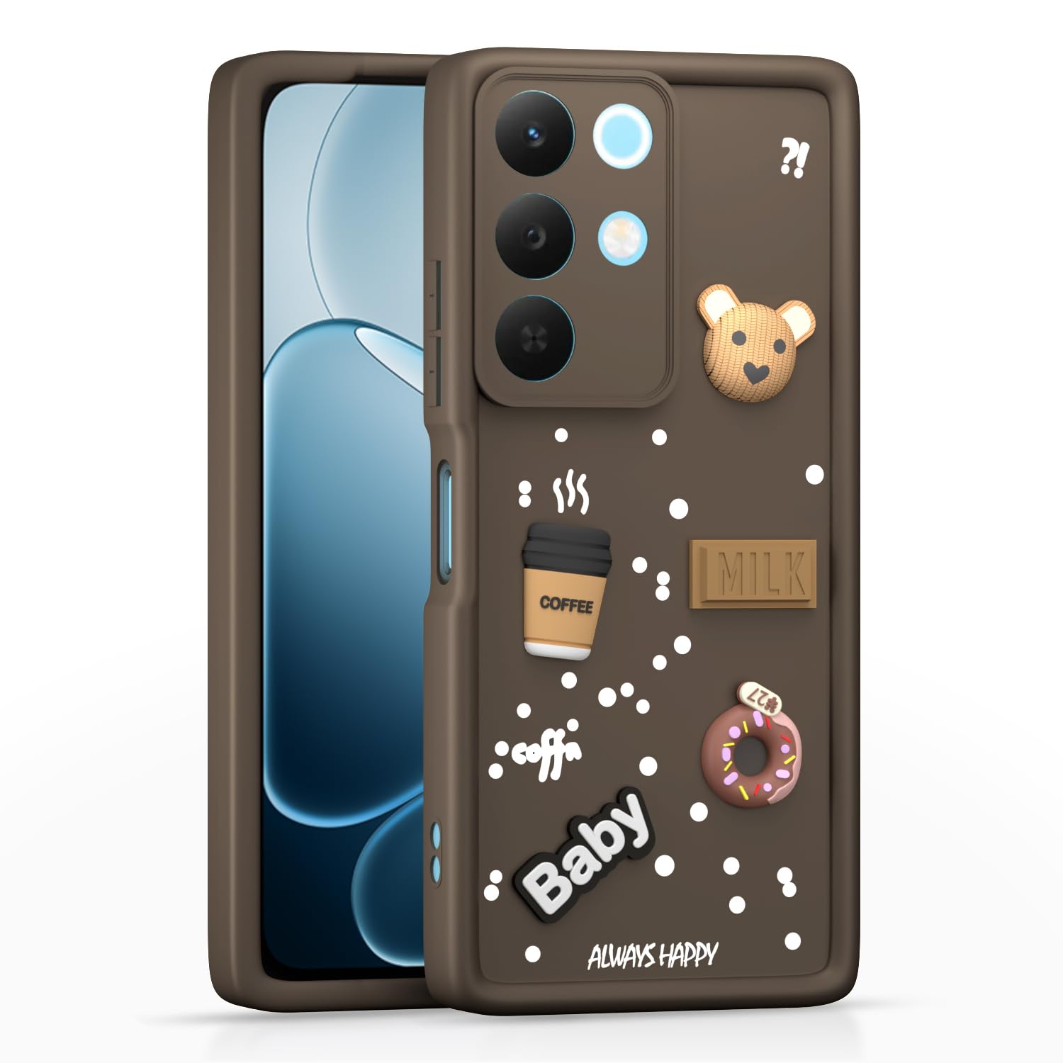 Realme Narzo 90X 5G/C85 5G/15X 5G/3D Silicone phone cover in brown by Pikkme