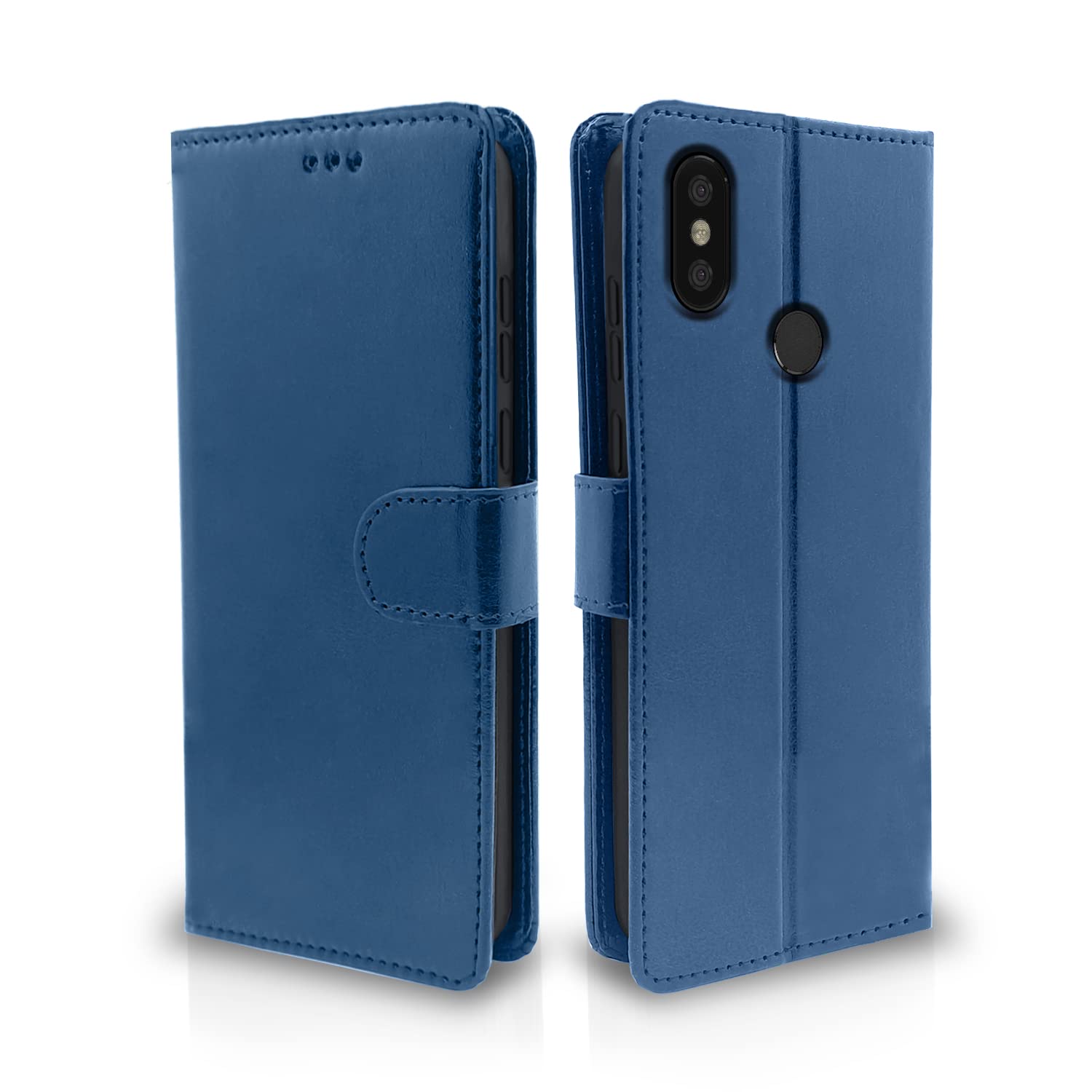 Mi A2 wallet flip cover in blue by Pikkme