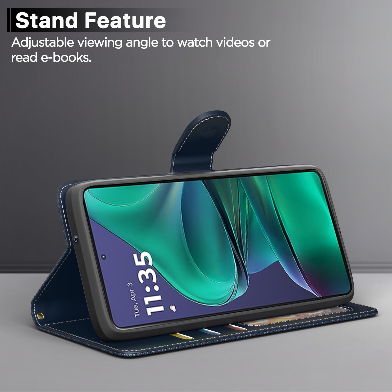 Pikkme Motorola Moto Edge 60 Stylus 5G Double Contrast Flip Cover (Blue)