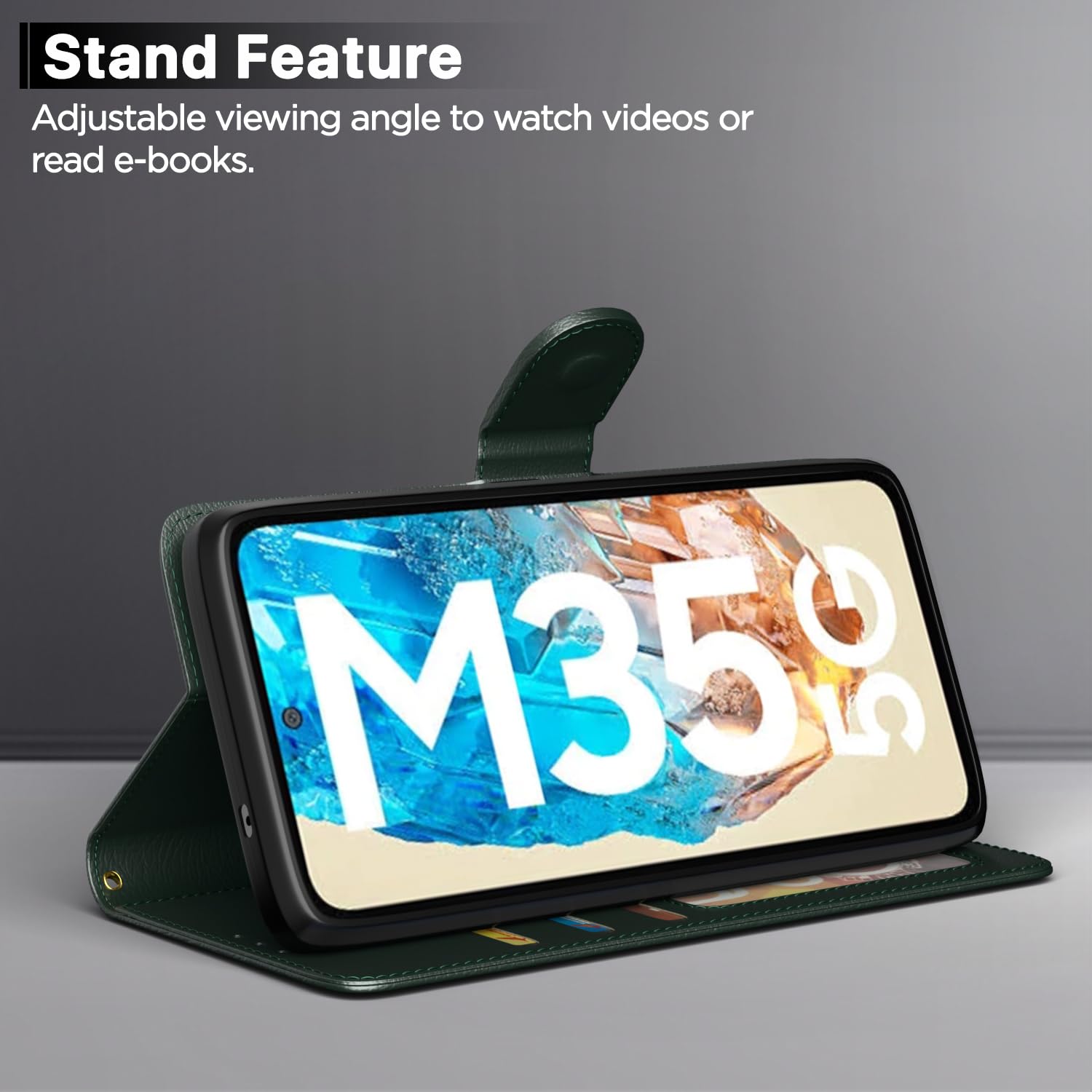 Samsung M35 5G Wallet wallet flip cover in green by Pikkme – photo 3