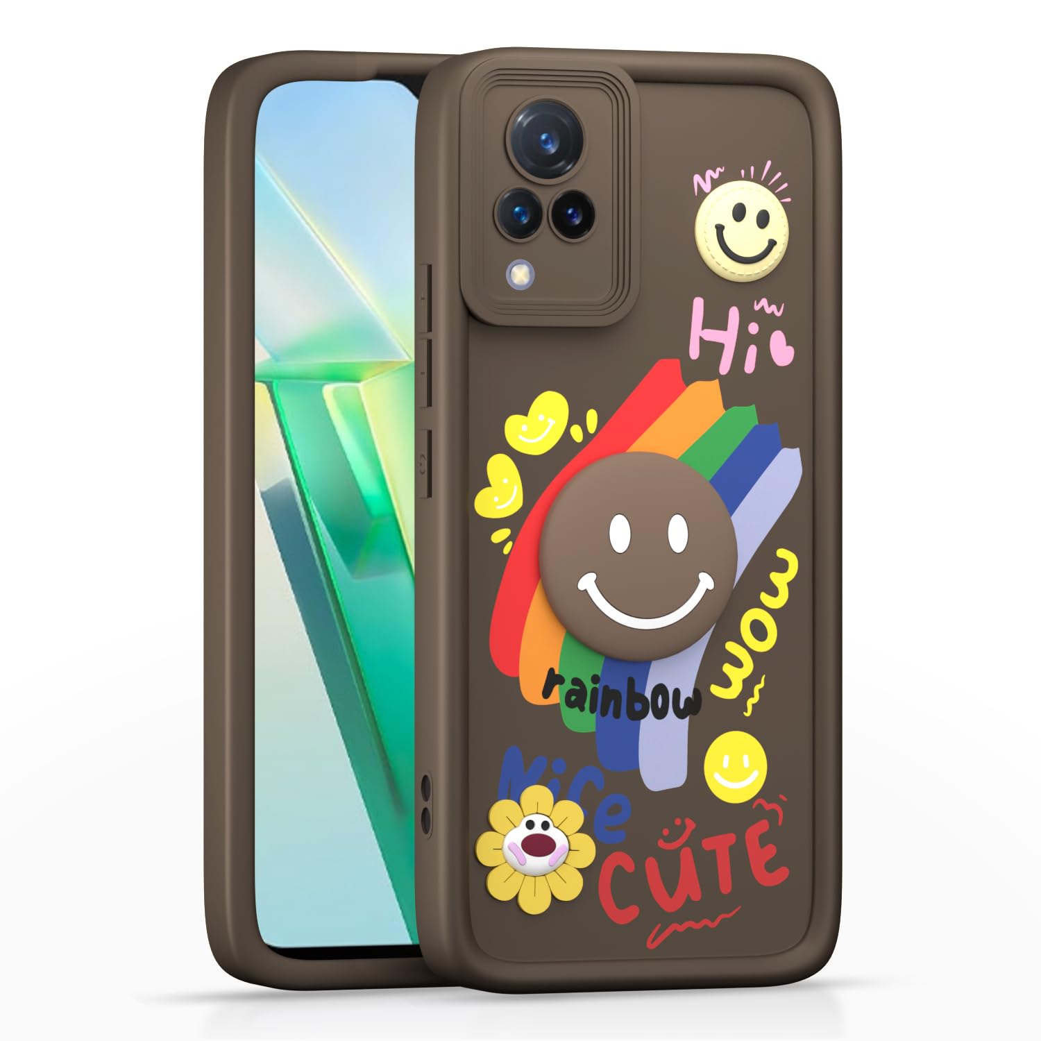 Pikkme brown Soft Silicone phone cover for Vivo V21 5G