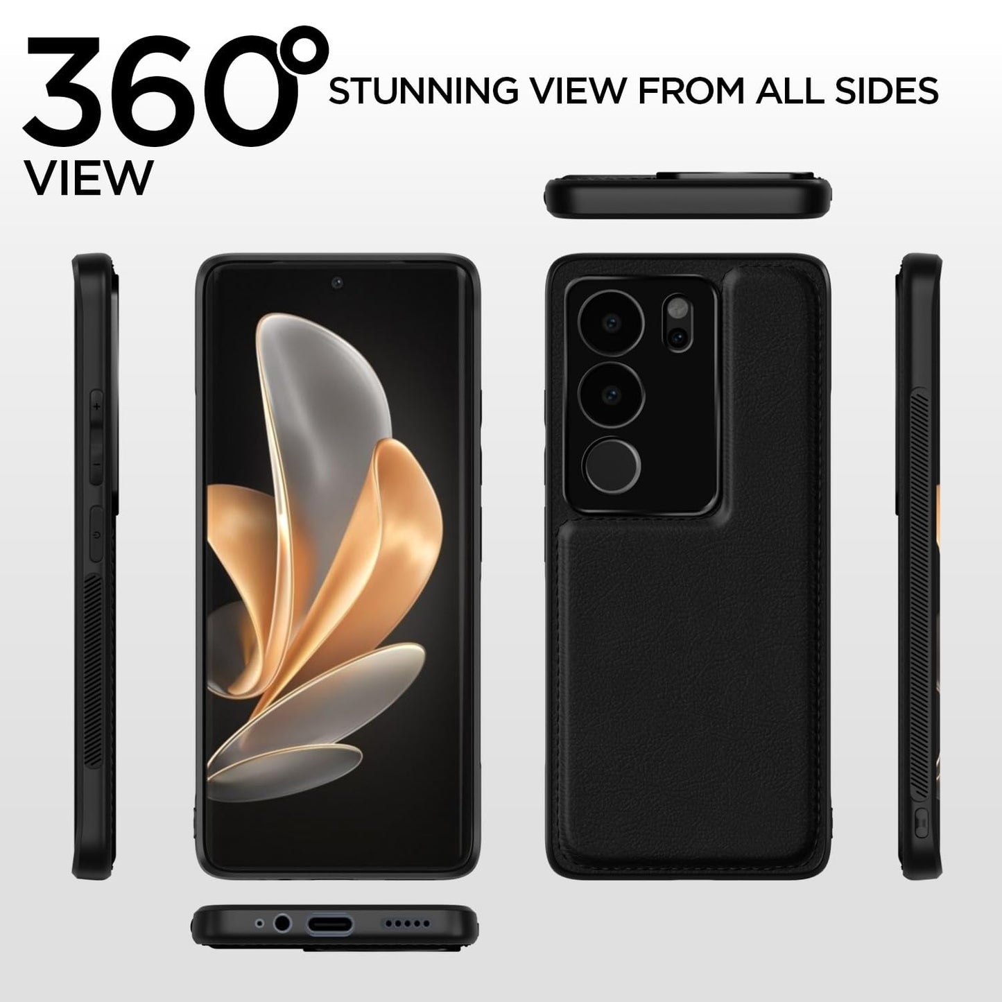 Pikkme Vivo V29 5G Leather Back Cover (Black)