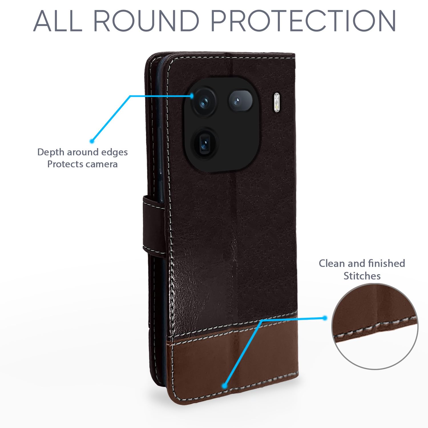 Coffee & brown Magnetic flip case for iQOO 12 5G – Pikkme – photo 2