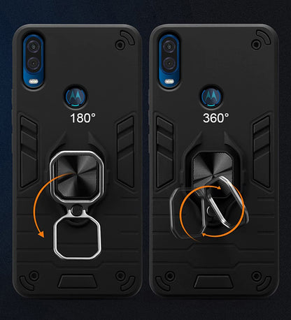 Moto One Vision D5 Tough Armor back cover in black by Pikkme – photo 3