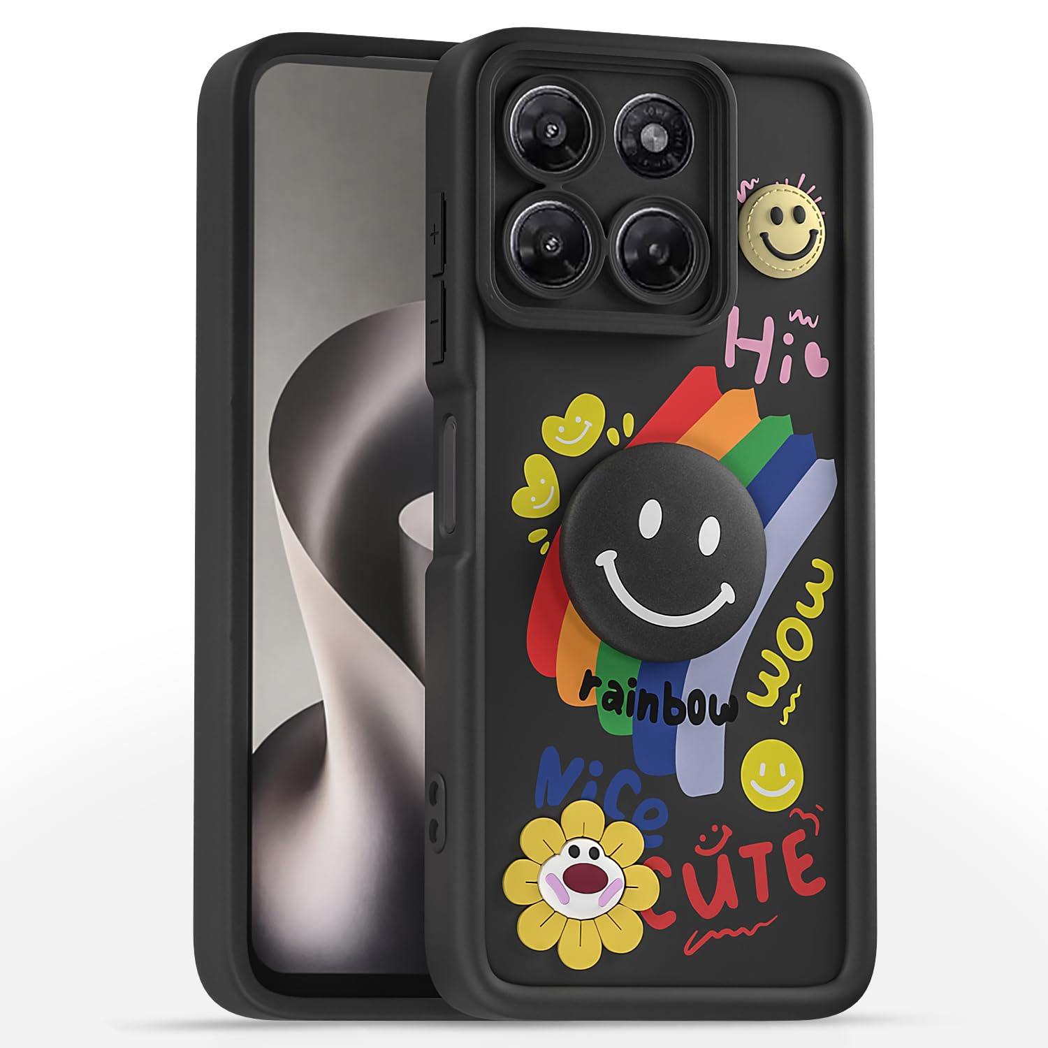 Pikkme Moto G37 5G Smile Rainbow black mobile cover
