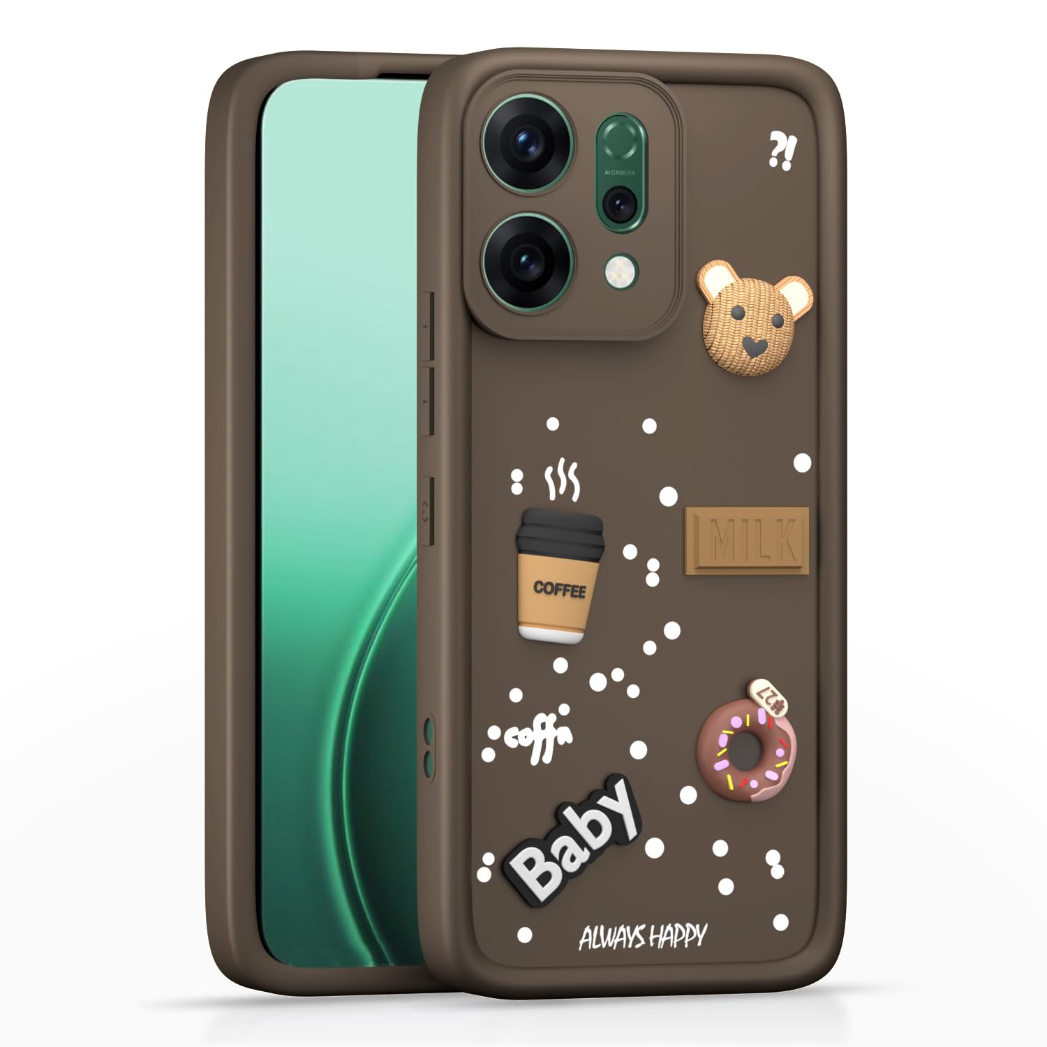 Oppo Reno 14 5G back cover in brown by Pikkme