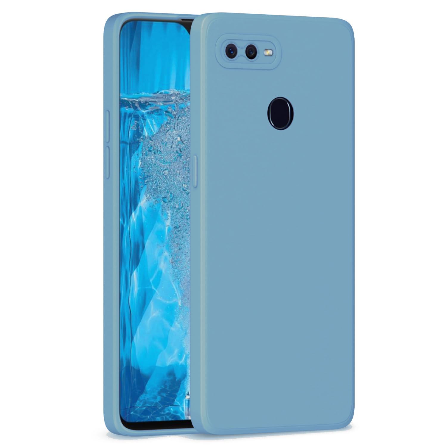 Pikkme aqua blue Matte mobile cover for Oppo F9/F9 Pro/A5/A5S/A7/A11K/A12/Realme 2/2 Pro/U1