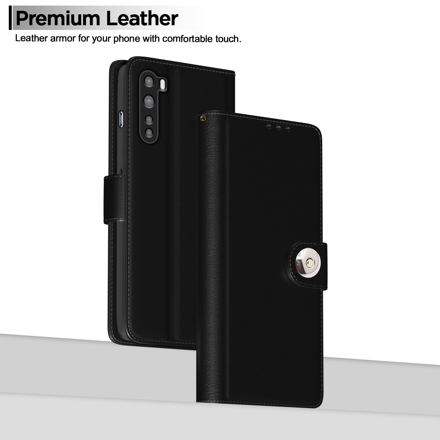 OnePlus Nord (2020) Button flip cover in black by Pikkme – photo 2