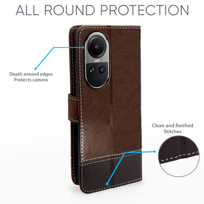 Oppo Reno 10 5G wallet flip cover in brown & coffee by Pikkme – photo 4