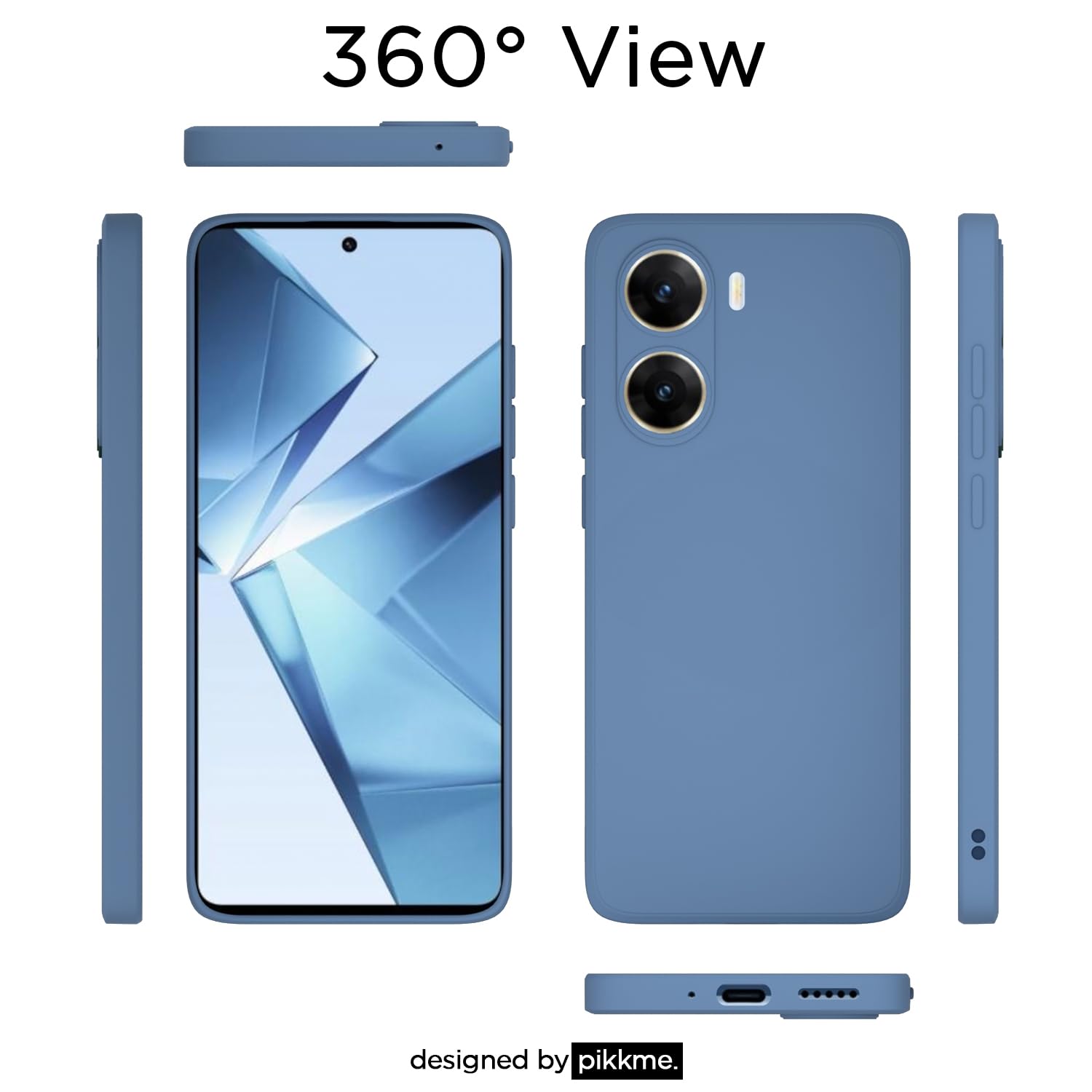 Pikkme Vivo V29e 5G  Soft Matte Silicone Shockproof Case (Aqua Blue)