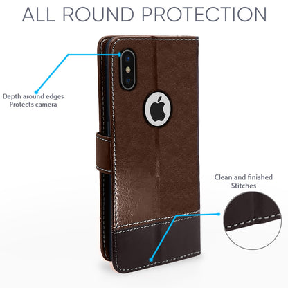 Pikkme iPhone X Contrast Flip Cover (Brown)