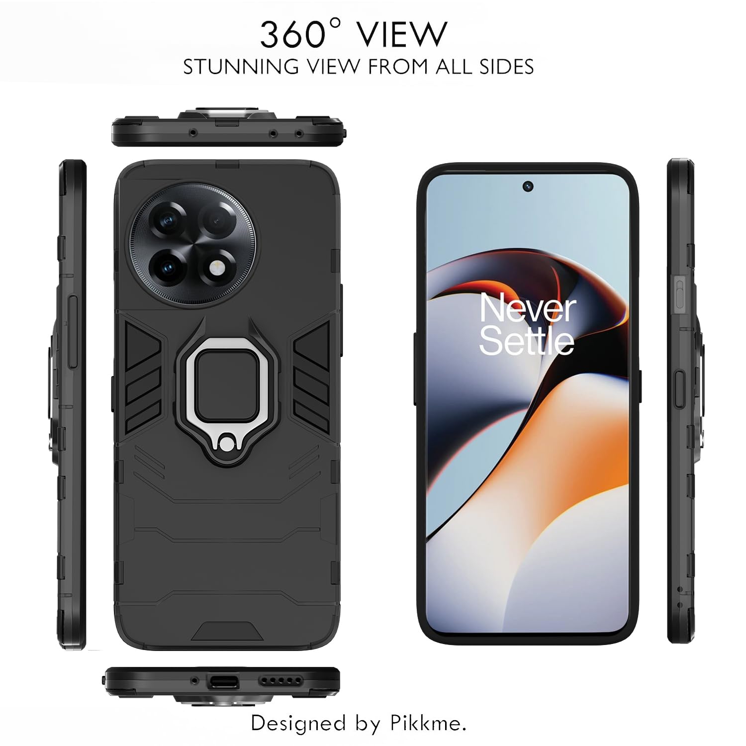 Pikkme OnePlus 11R 5G D5 Tough Armor Back Cover | Black