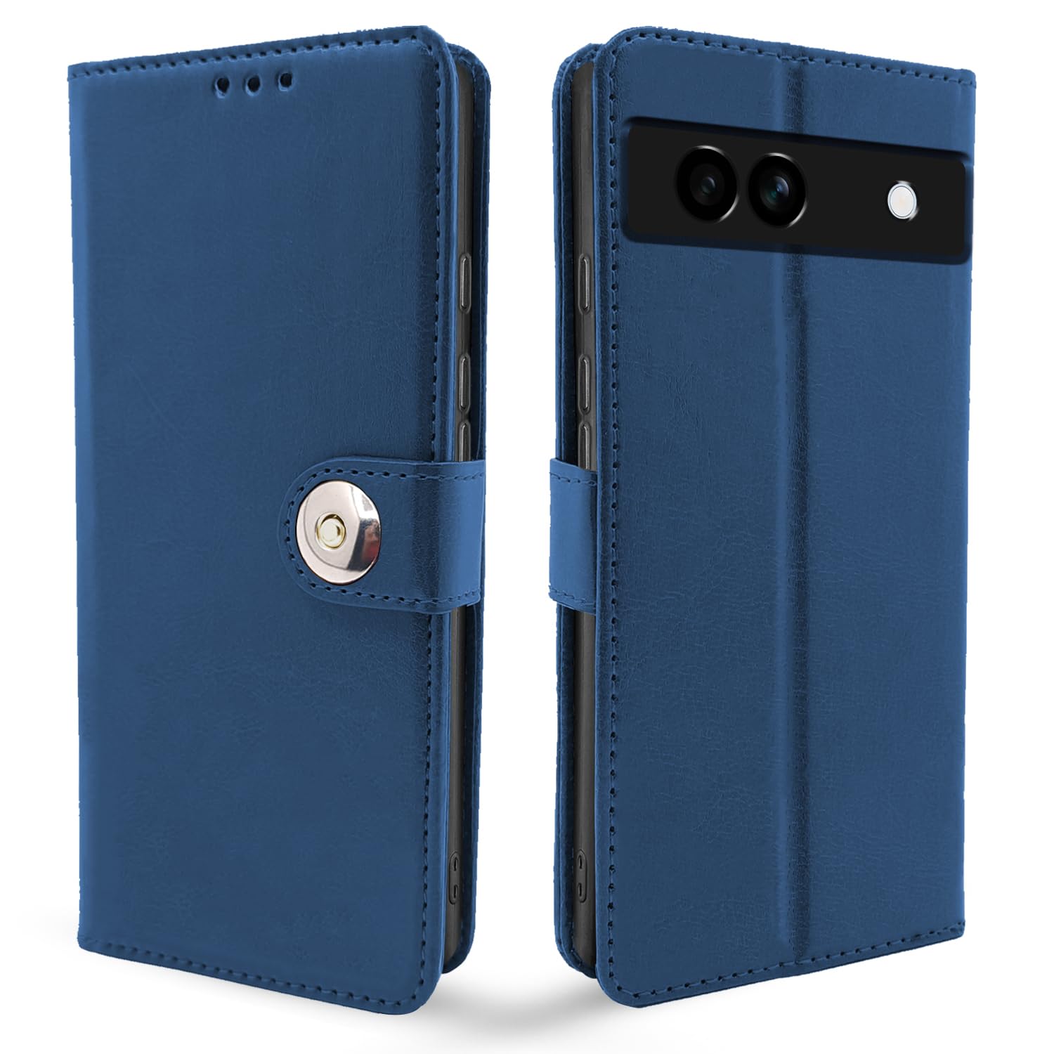 Google Pixel 7A Button wallet flip cover in blue by Pikkme