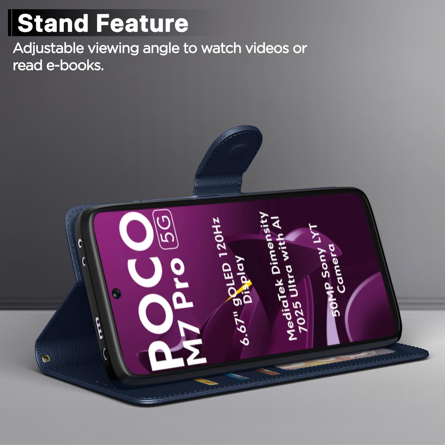 Blue mobile flip cover for POCO M7 Pro 5G – Pikkme – photo 3