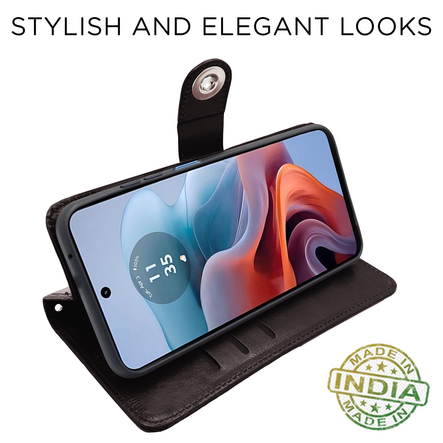 Pikkme Moto G34/G45 5G coffee mobile flip cover – photo 5
