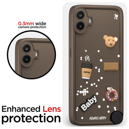 Pikkme CMF by Nothing Phone 1 Cute Fun Cartoon 3D Bear Coffee Back Cover (Brown)