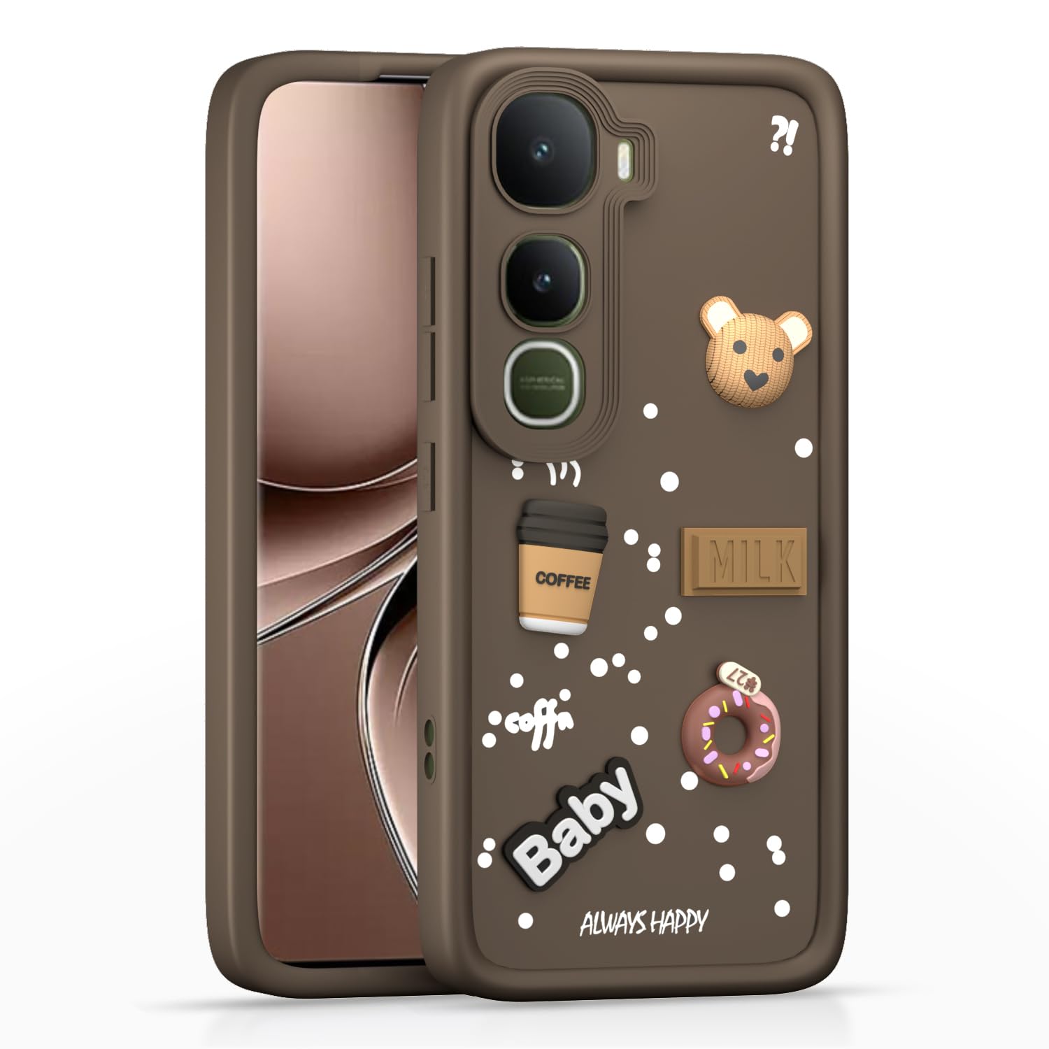 Vivo Y400 5G/3D Silicone mobile back cover in brown by Pikkme