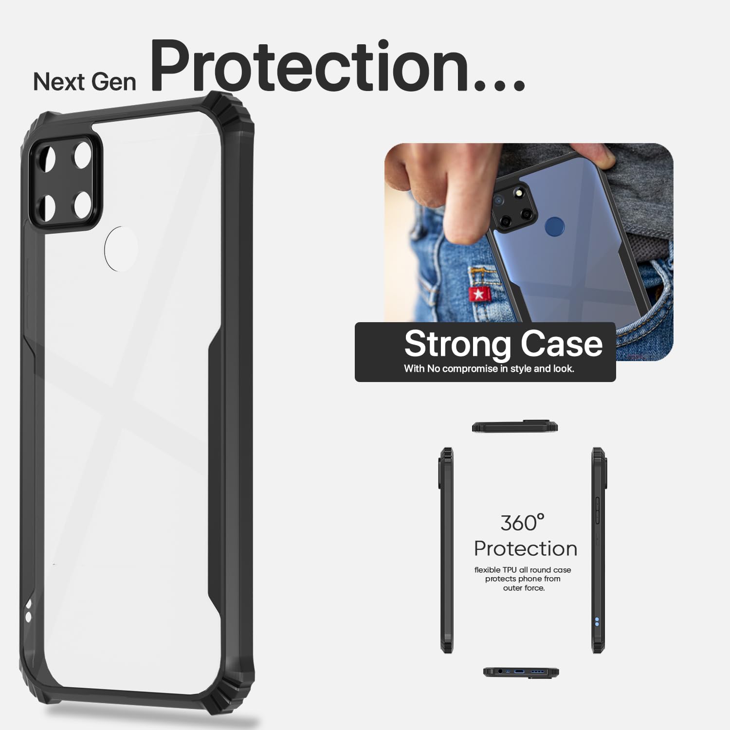 Pikkme black Hybrid back cover for Realme C25/C25s/C12/Narzo 30A/Narzo 20 – photo 7