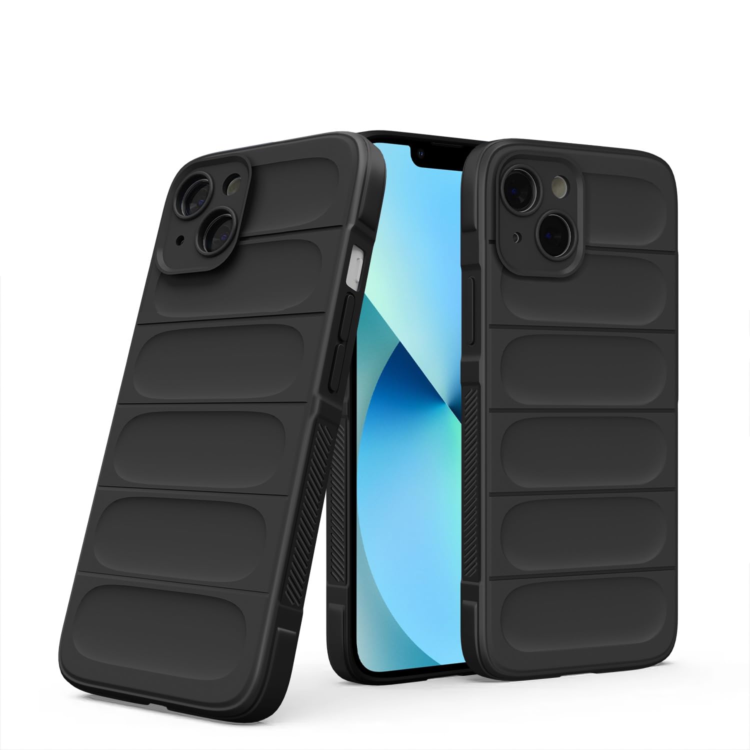 Pikkme iPhone 13 ZigZag Soft matte Liquid Silicone Back Cover (Black)