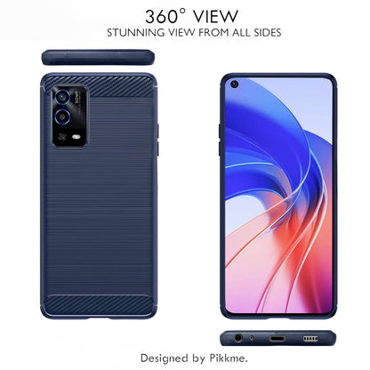 Pikkme Oppo A55 Hybrid Carbon Fiber Back Cover | Blue