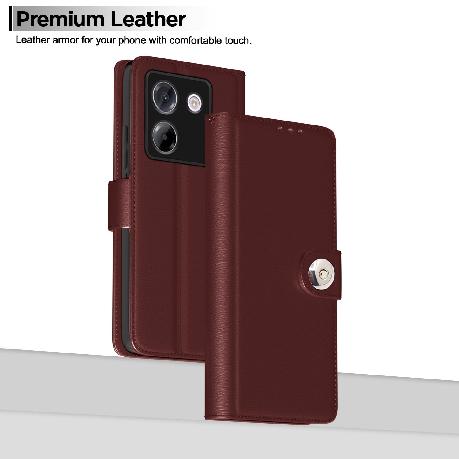 POCO M7 Pro 5G Button mobile flip cover in brown by Pikkme – photo 2