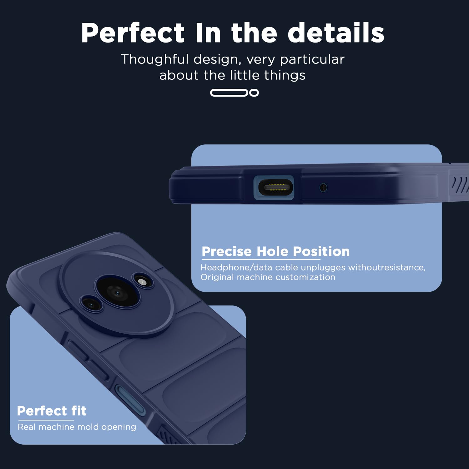 Pikkme Redmi A3 ZigZag Back Cover (Blue)