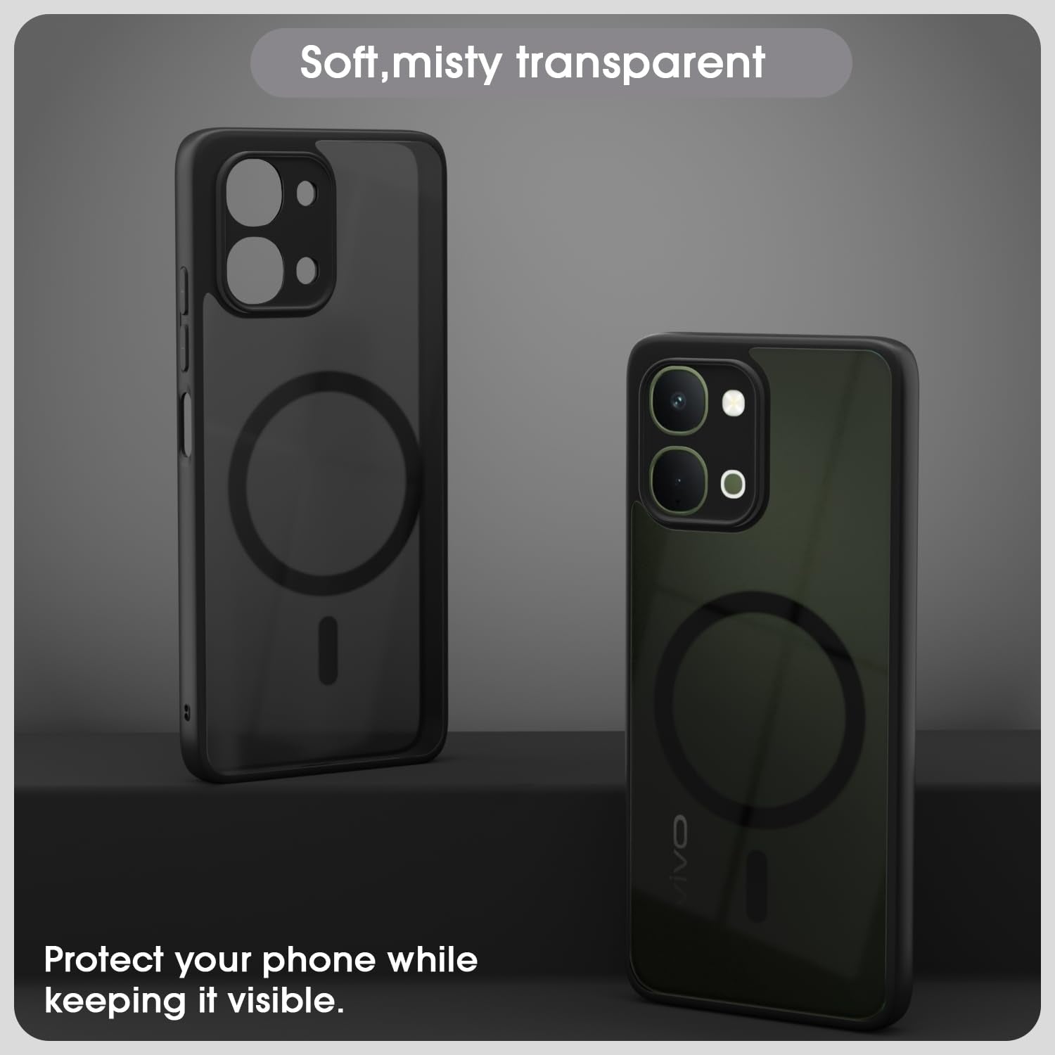 Black smoke mag-safe phone cover for Vivo T5x/Y51 Pro/iQOO Z11x 5G – Pikkme – photo 3